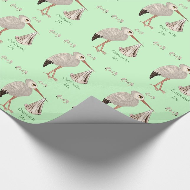 Klassischer Storch (neutral) 1 (Babydusche) Geschenkpapier (Ecke)