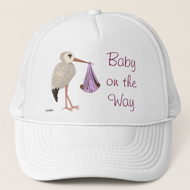 Klassischer Storch (Rosa) 2 (Babyparty) Truckerkappe (Vorderseite)