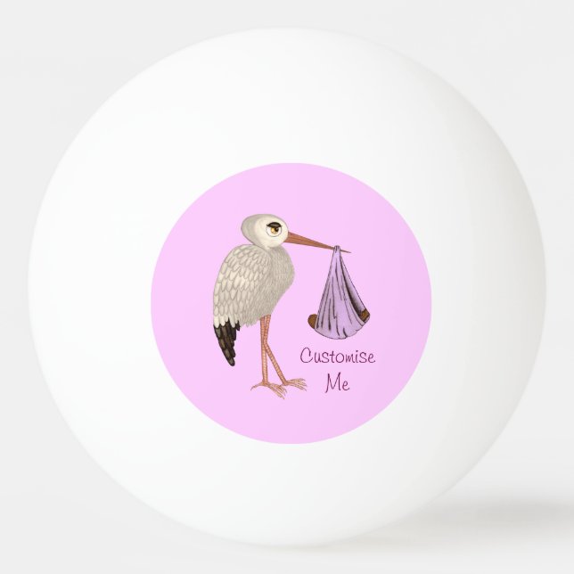 Klassischer Storch (Rosa) 2 Tischtennisball (Vorderseite)