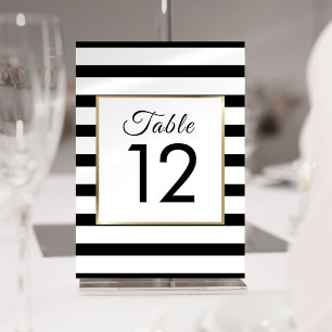 Klassischer Streifen-Hochzeit Faux-Goldfolie Tischnummer