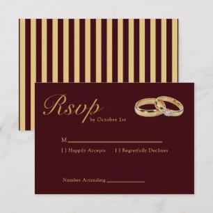Klassischer Streifen Luxus Burgunder Gold Ring Hoc RSVP Karte