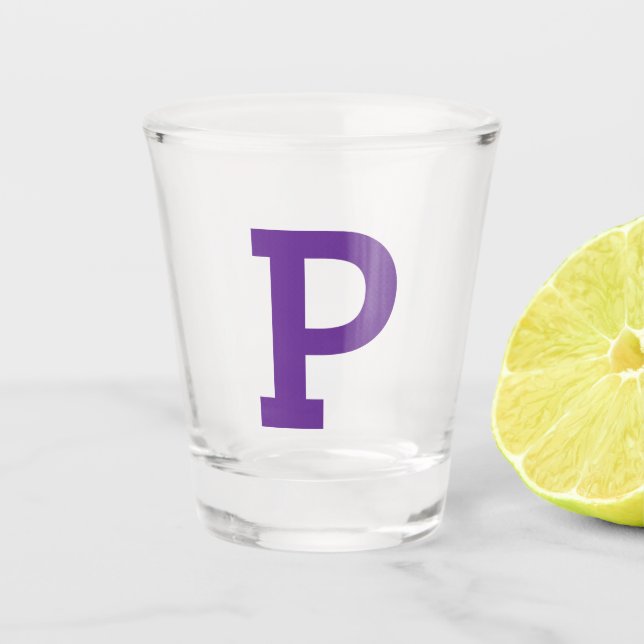 Klassischer süßer Anfangsbuchstabe Lila Schnapsgla Schnapsglas (Vorderseite)