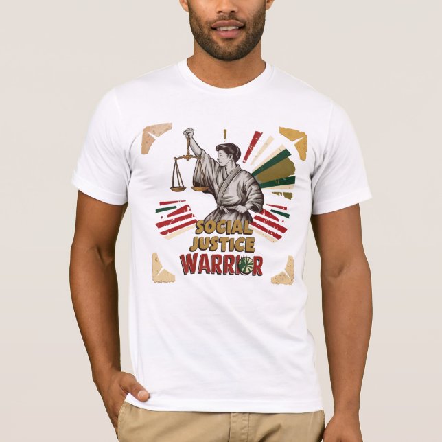 Klassischer T - Shirt des Kriegers der sozialen Ge (Vorderseite)