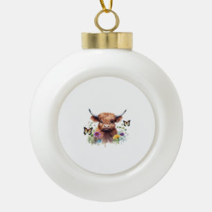 Klassischer T - Shirt für Langhaarige Babykühe Keramik Kugel-Ornament