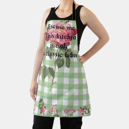 Klassischer Tartan in Grün mit rosa floralem Lusti Schürze