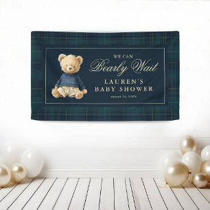Klassischer Tartan-Polo-Bär-Baby-Shower Banner
