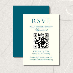 Klassischer Teal Blau Minimalistischer Hochzeits-Q RSVP Karte