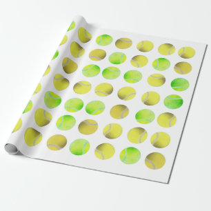 Klassischer Tennisball-Muster-Spieler Weiß Geschenkpapier