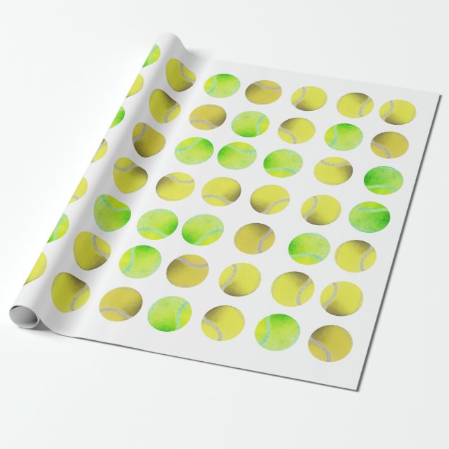 Klassischer Tennisball-Muster-Spieler Weiß Geschenkpapier (Ungerollt)