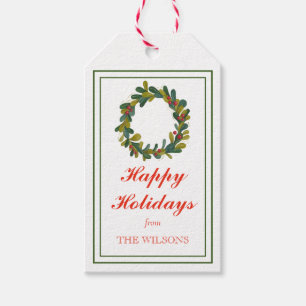 Klassischer traditioneller Mistletoe Wreath Geschenkanhänger