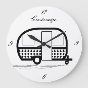 Klassischer Trailer Caravan Thunder_Cove Große Wanduhr