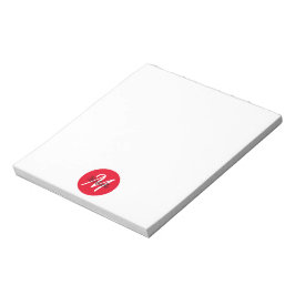 Klassischer Trendy aus rotem und weißem Monogramm Notizblock