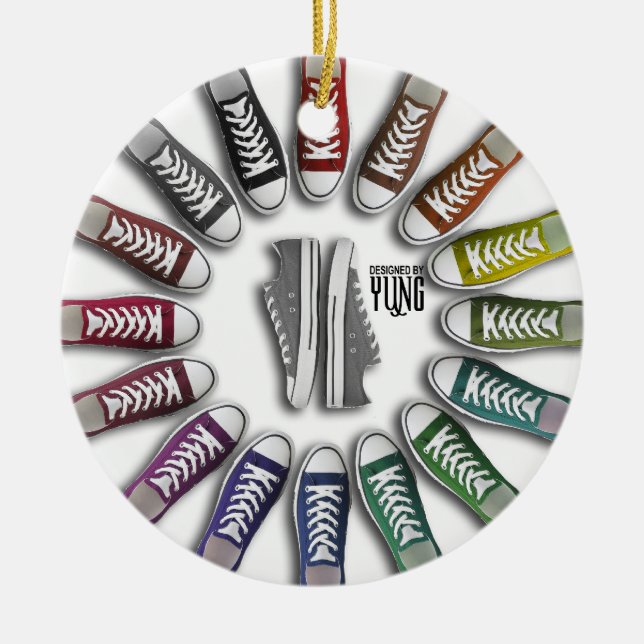 Klassischer Turnschuh-Kreis Keramik Ornament (Vorne)