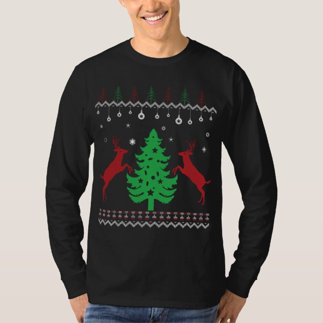 Klassischer Ugly Weihnachtsbaum mit liebem Pullove T-Shirt (Vorderseite)