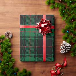 Klassischer und eleganter Dunkelgrüner Tartanurlau Geschenkpapier