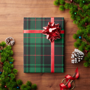 Klassischer und eleganter Dunkelgrüner Tartanurlau Geschenkpapier