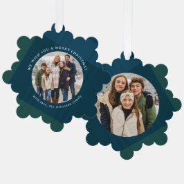 Klassischer Urlaub kariert, einfach zwei Foto Weih Ornament Karte