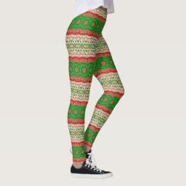 Klassischer Urlaub Mandala in Rot, Grün und Gold Leggings