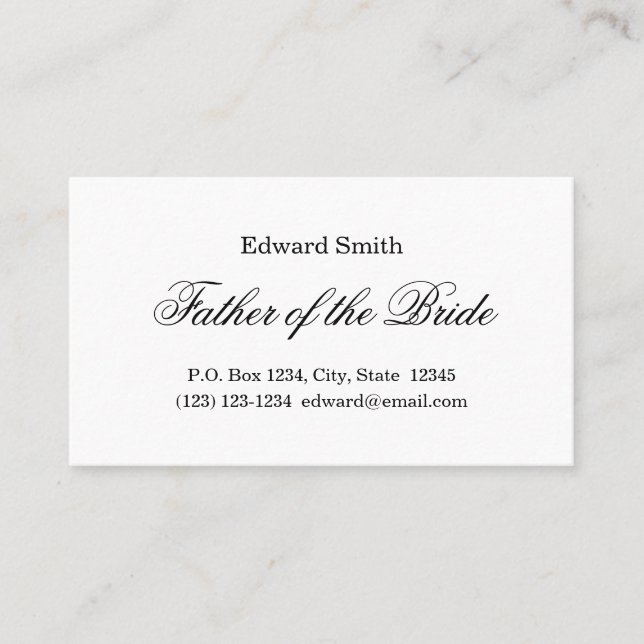 Klassischer Vater der Bride Business Cards Visitenkarte (Vorderseite)