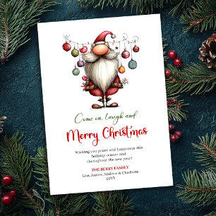 Klassischer verrückter Weihnachtsmann Rot Grüne We Feiertagskarte