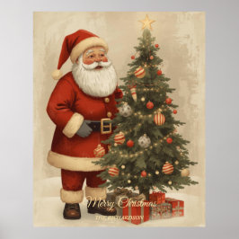 Klassischer Viktorianischer Santa | Rustikales Wei Poster