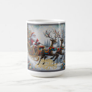 Klassischer/vintage Weihnachtsmann & Rentiere Kaffeetasse