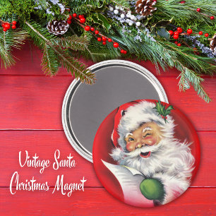 Klassischer Vintage-Weihnachtsmann überprüft seine Magnet