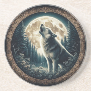 Klassischer, vintage Wolf & Mond Getränkeuntersetzer