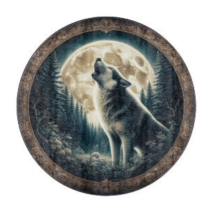 Klassischer, vintage Wolf & Mond  Schneidebrett