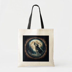 Klassischer, vintage Wolf & Mond Tragetasche