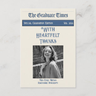 Klassischer Vintage-Zeitungsstil-Abschluss 2026 Dankeskarte
