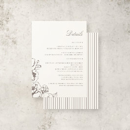 Klassischer Vintager Blumengarten Hochzeitsdetails Begleitkarte