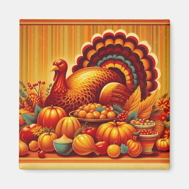 klassischer/Vintager Erntedank Türkei Magnet (Vorne)