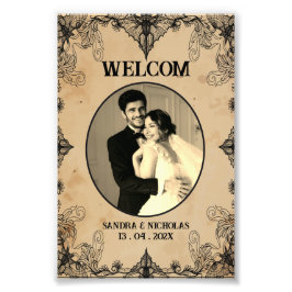Klassischer Vintager Horror Gotische Hochzeit Begr Fotodruck