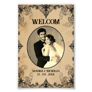 Klassischer Vintager Horror Gotische Hochzeit Begr Fotodruck
