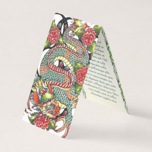 Klassischer Vintager orientalischer Drache Tattoo Visitenkarten