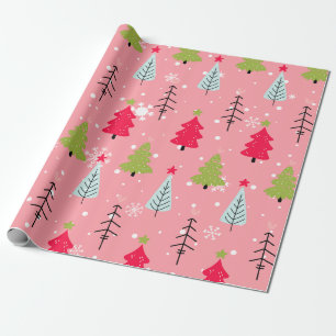 Klassischer Vintager Urlaubsmuster-Weihnachtsbaum  Geschenkpapier