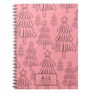 Klassischer Vintager Urlaubsmuster-Weihnachtsbaum Notizblock