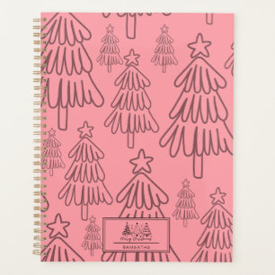 Klassischer Vintager Urlaubsmuster-Weihnachtsbaum Planer