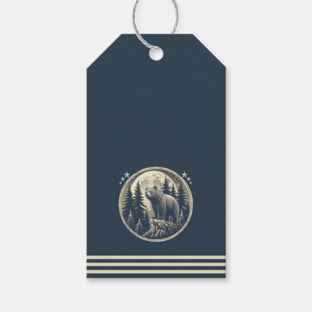 Klassischer/Vintager Wildbär Geschenkanhänger (Vorderseite)