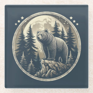Klassischer/Vintager Wildbär Glasuntersetzer