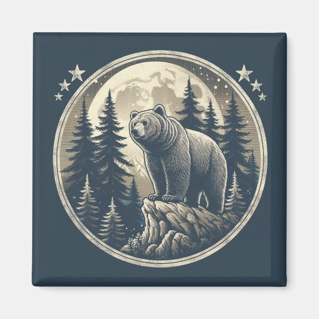 Klassischer/Vintager Wildbär Magnet (Vorne)