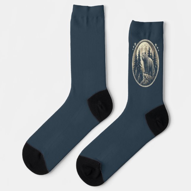 Klassischer/Vintager Wildbär Socken (Linkes Detail)