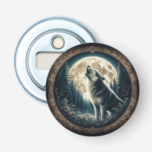 Klassischer, Vintager Wolf und Mond Flaschenöffner