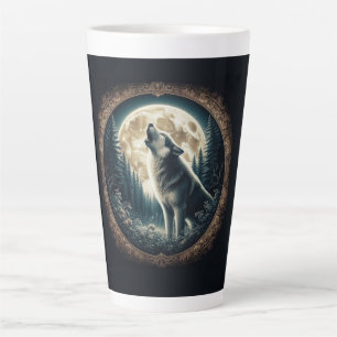 Klassischer, Vintager Wolf und Mond Milchtasse