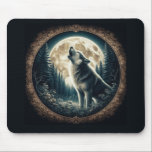 Klassischer, Vintager Wolf und Mond Mousepad<br><div class="desc">.</div>