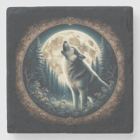 Klassischer, Vintager Wolf und Mond