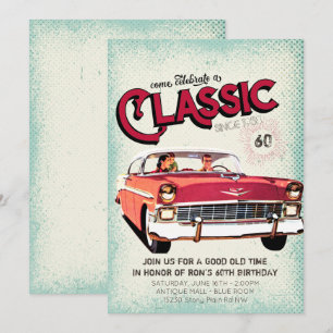 Klassischer Wagen aus dem Mittelalter Vintag 60. Einladung