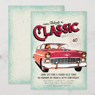 Klassischer Wagen aus dem Mittelalter | Vintag 60. Einladung