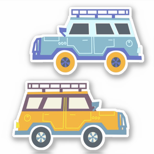 Klassischer Wagen mit Vierradantrieb, goldblau Aufkleber (Vorderseite)